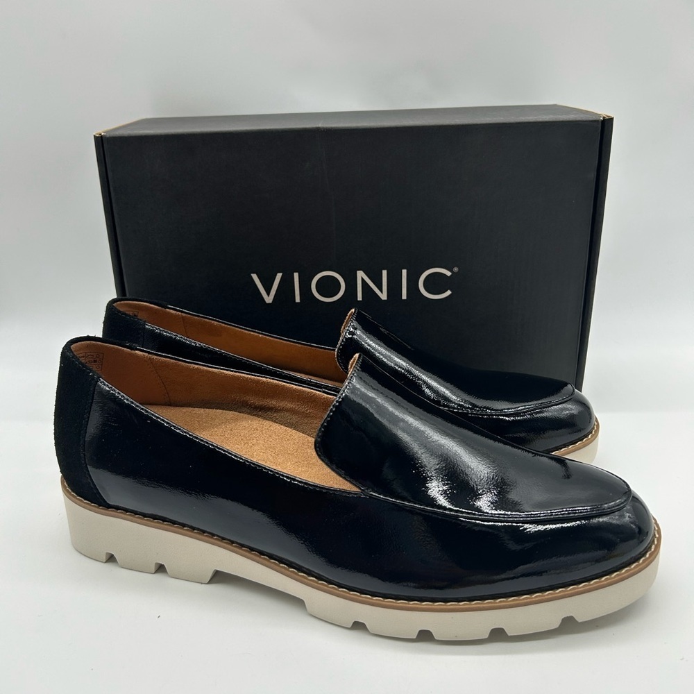 Vionic Kensley Black Patent Leather Loafers Women’s Size 12 Wide Orthotic NWB - Picture 10 of 10
